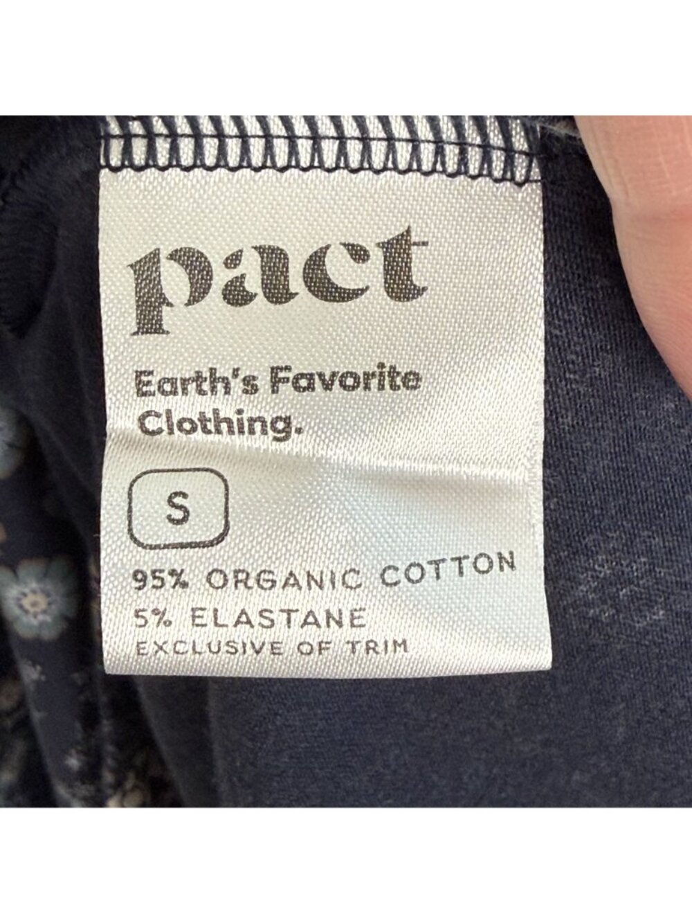 Pact Organic Cotton Navy Floral Faux Wrap Dress, S - Picture 7 of 9